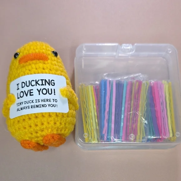 Yellow Duck Plush with Multicolor Hairpins Set - Picture 1 of 4